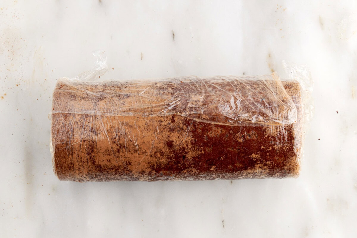 swiss roll wrapped in plastic wrap