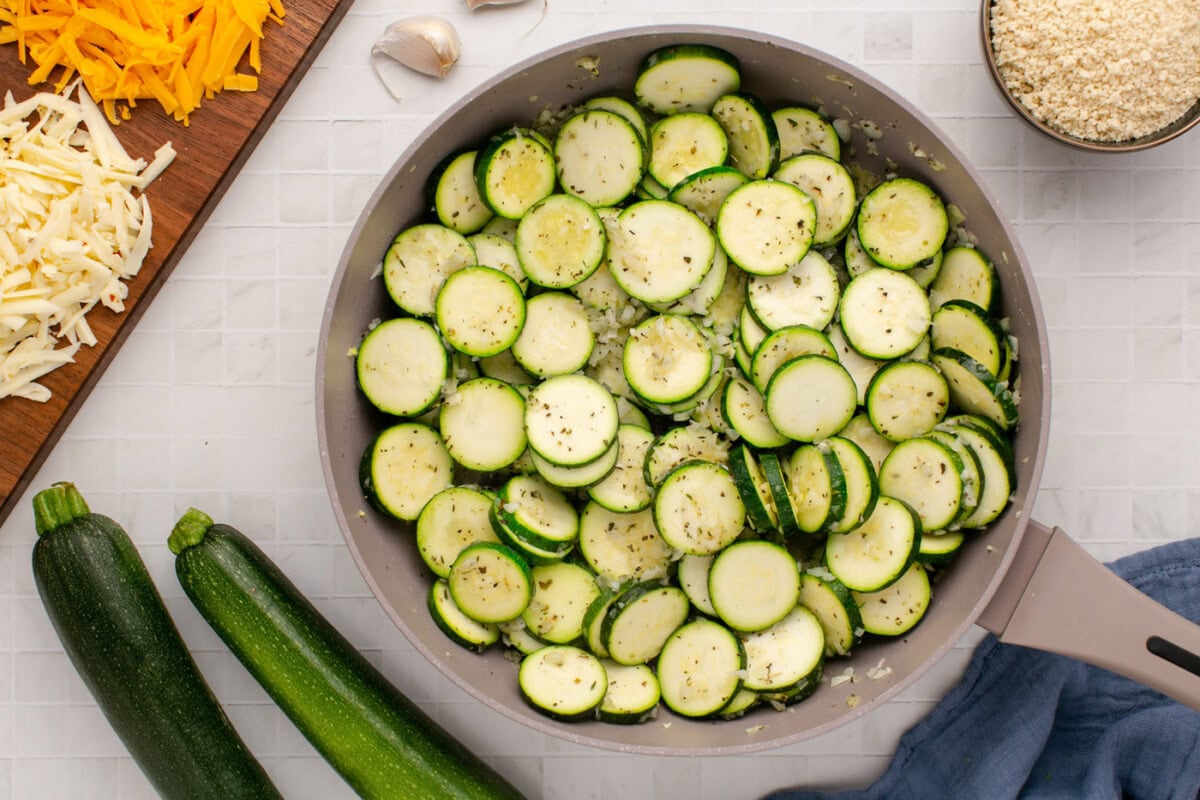 sliced zucchini in a skillet