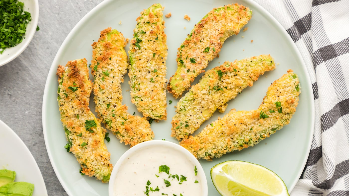 Soft and creamy on the inside with a crispy panko breadcrumb exterior, these air fryer avocado fries