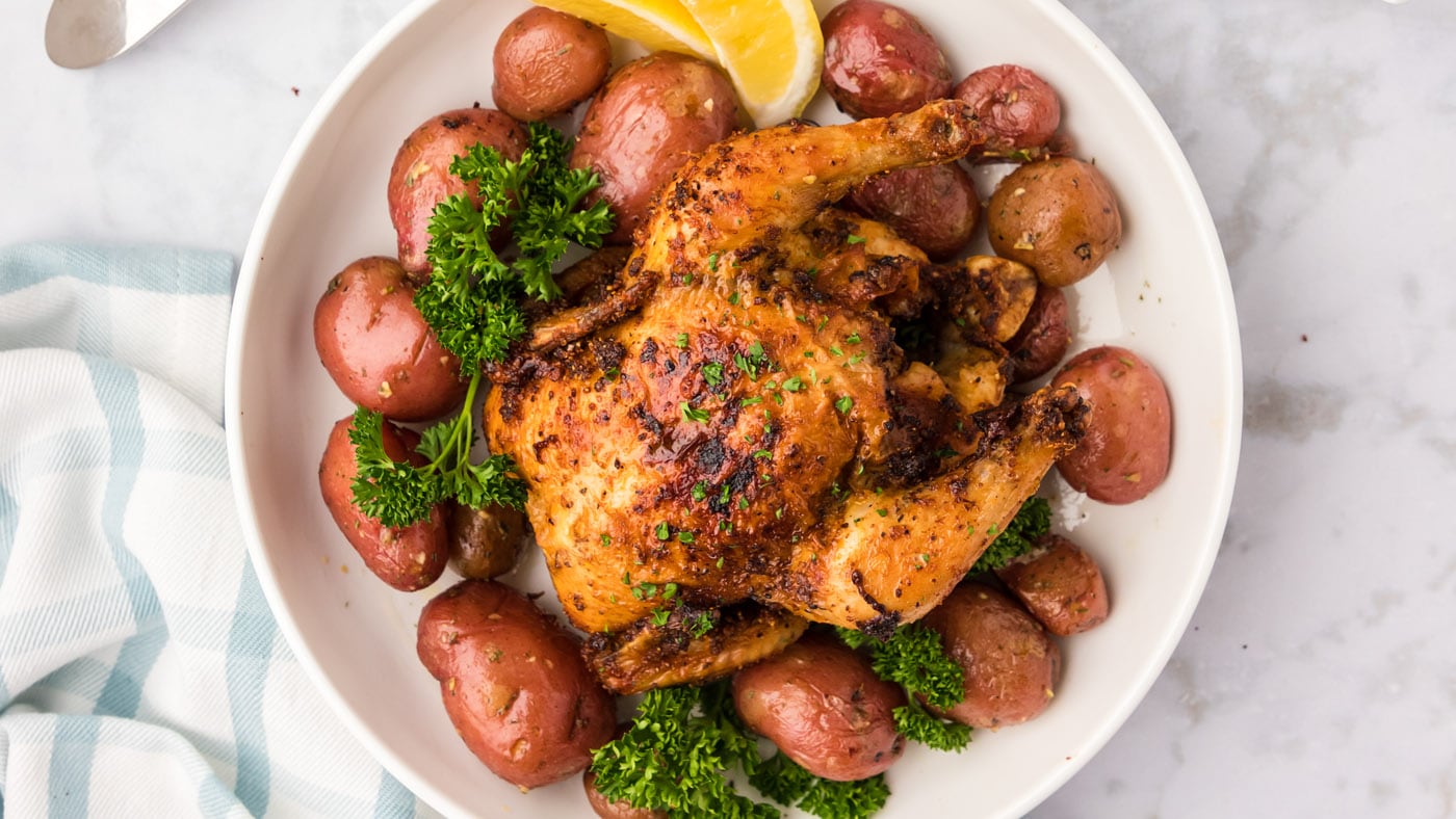 This air fryer cornish hen recipe brings elegance to the table in the easiest way possible. Preheat,