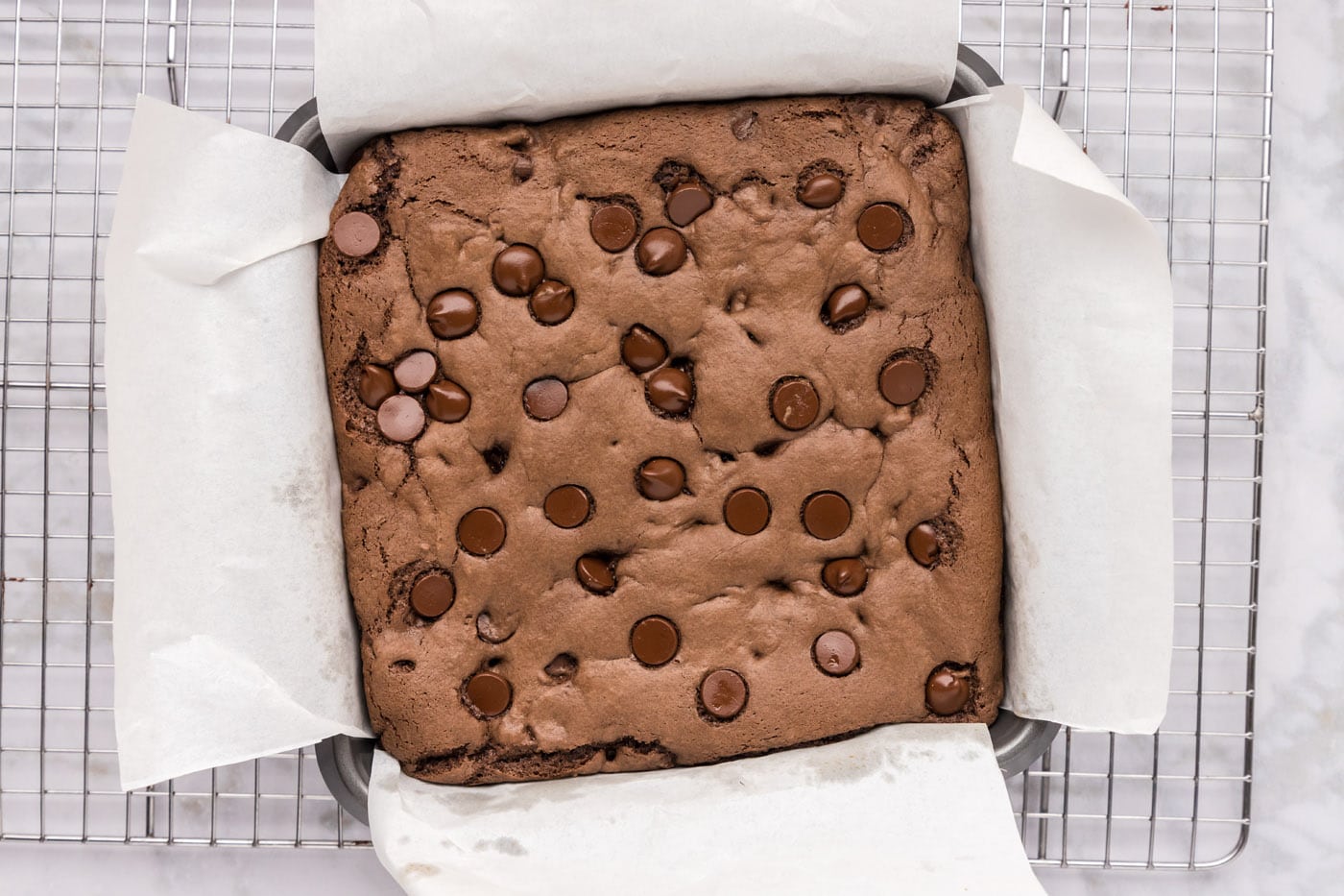 baked cake mix brownies with chocolate chips