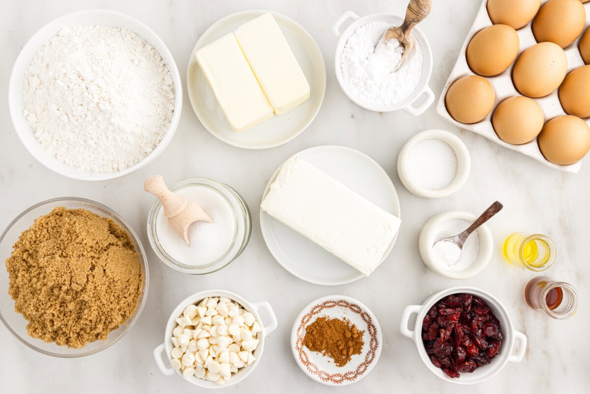 Ingredients for Cranberry Bliss Bars