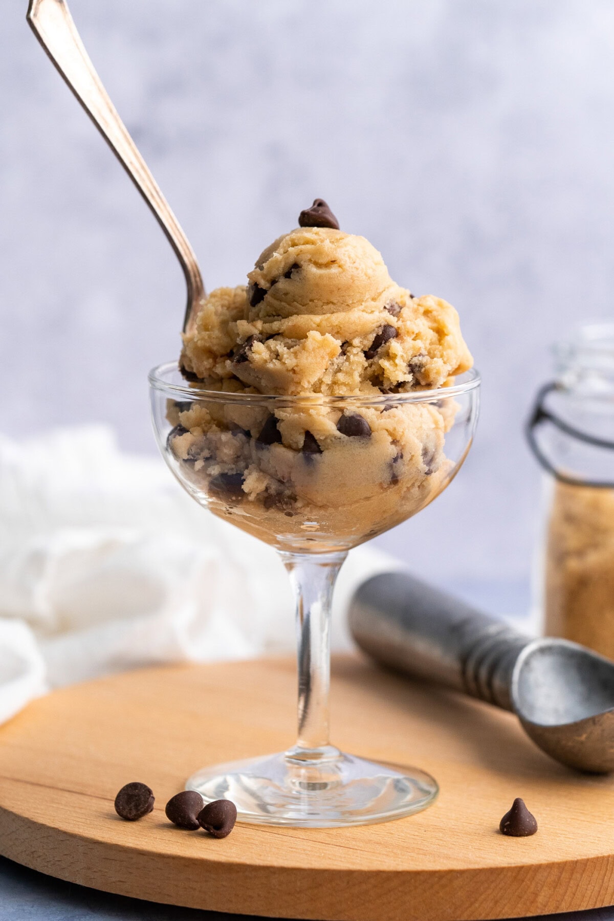 Edible Cookie Dough in a tall sundae cup