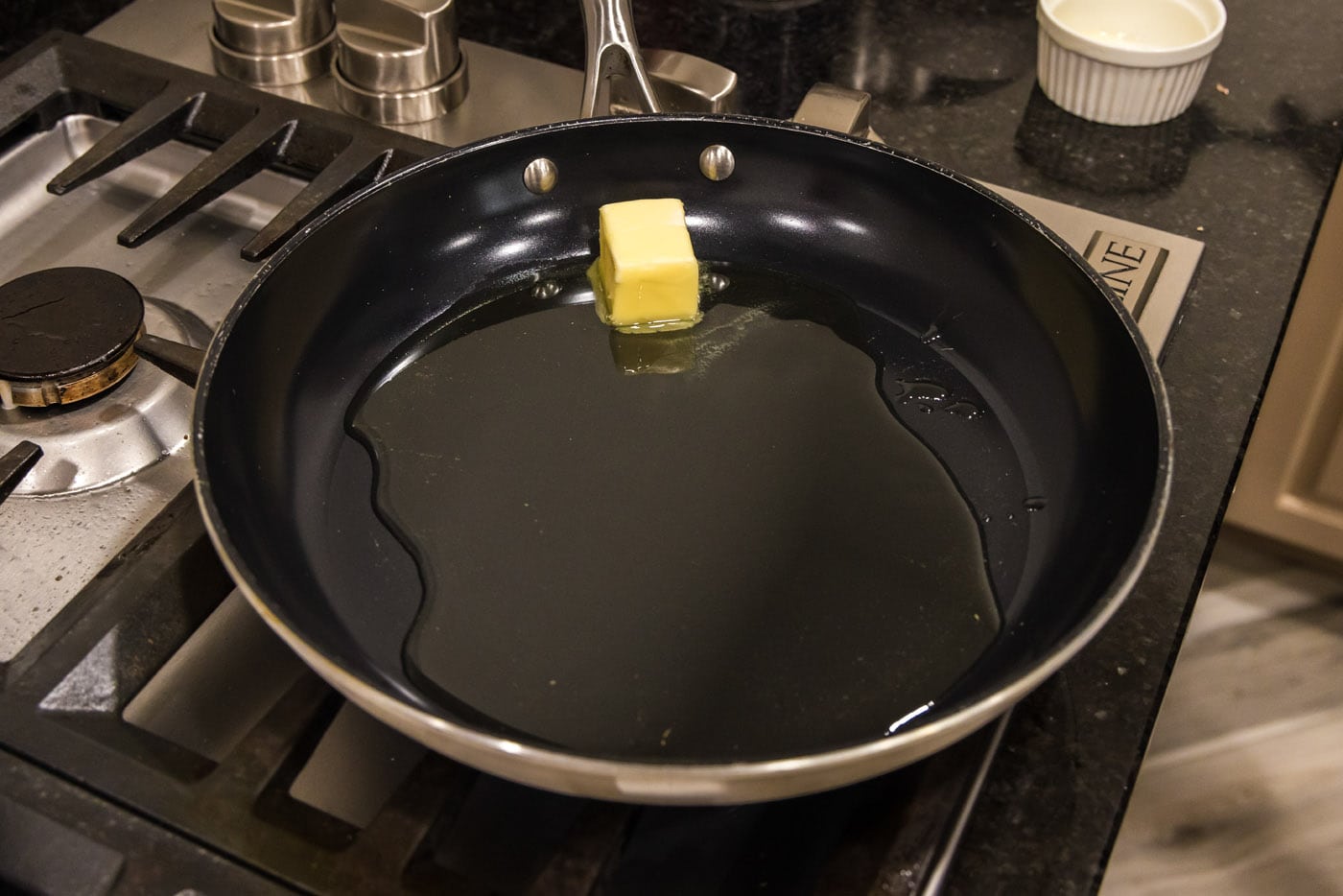 olive oil and butter in a skillet