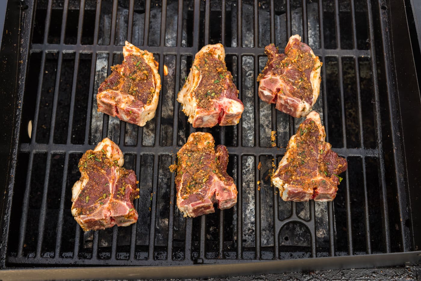 seasoned lamb loin chops on the grill