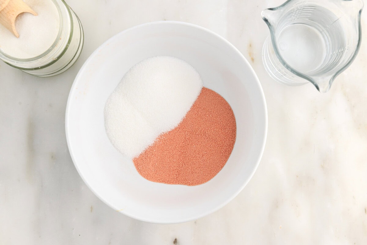 jello powder and sugar ina bowl