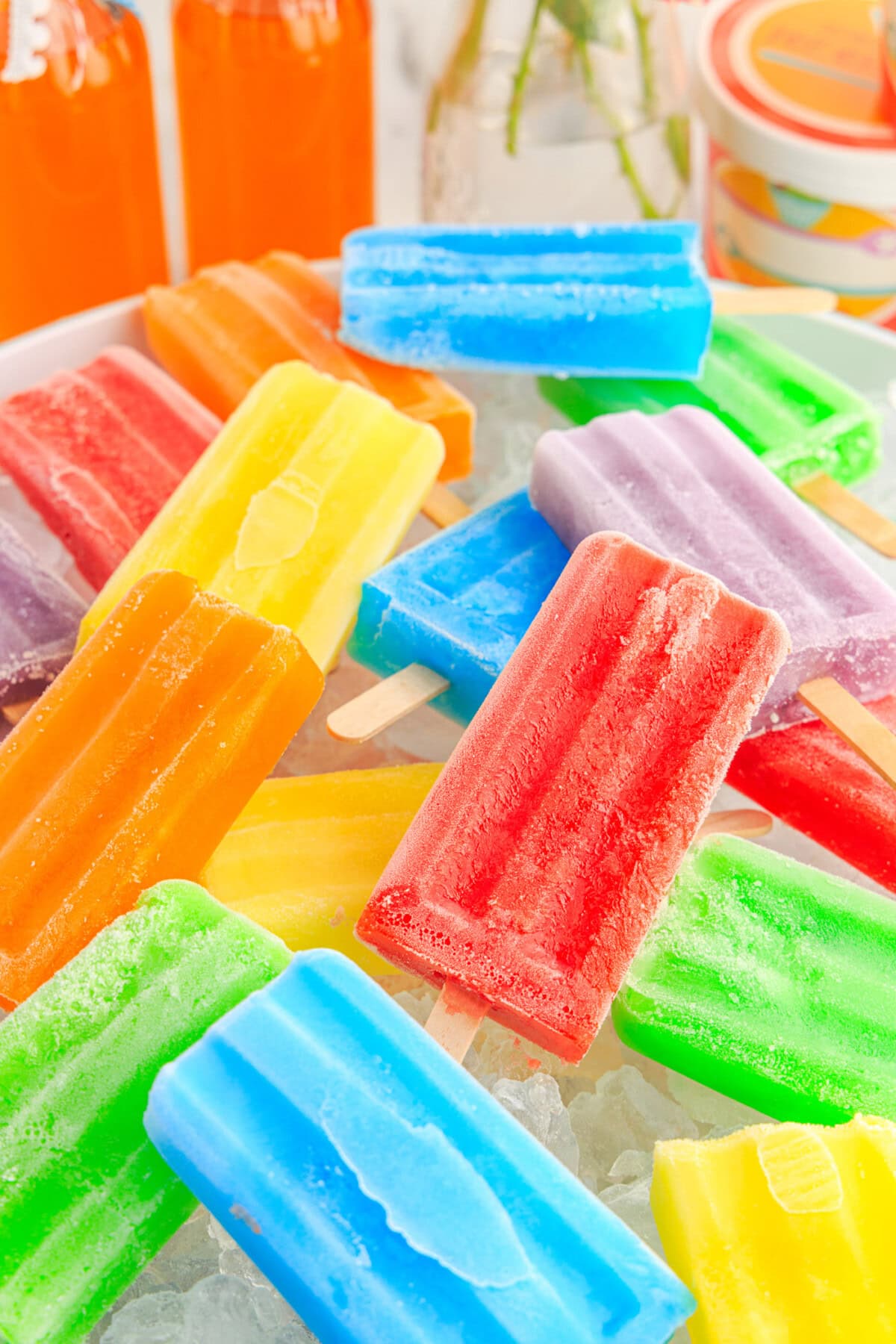 Jello Popsicles in a bowl of ice