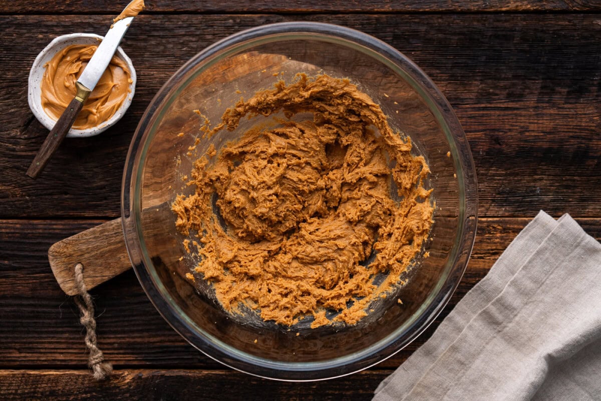 peanut butter sugar mixture in a bowl