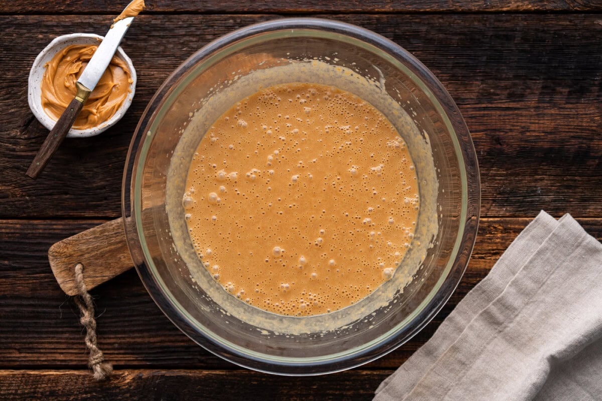 peanut butter bread batter in a bowl
