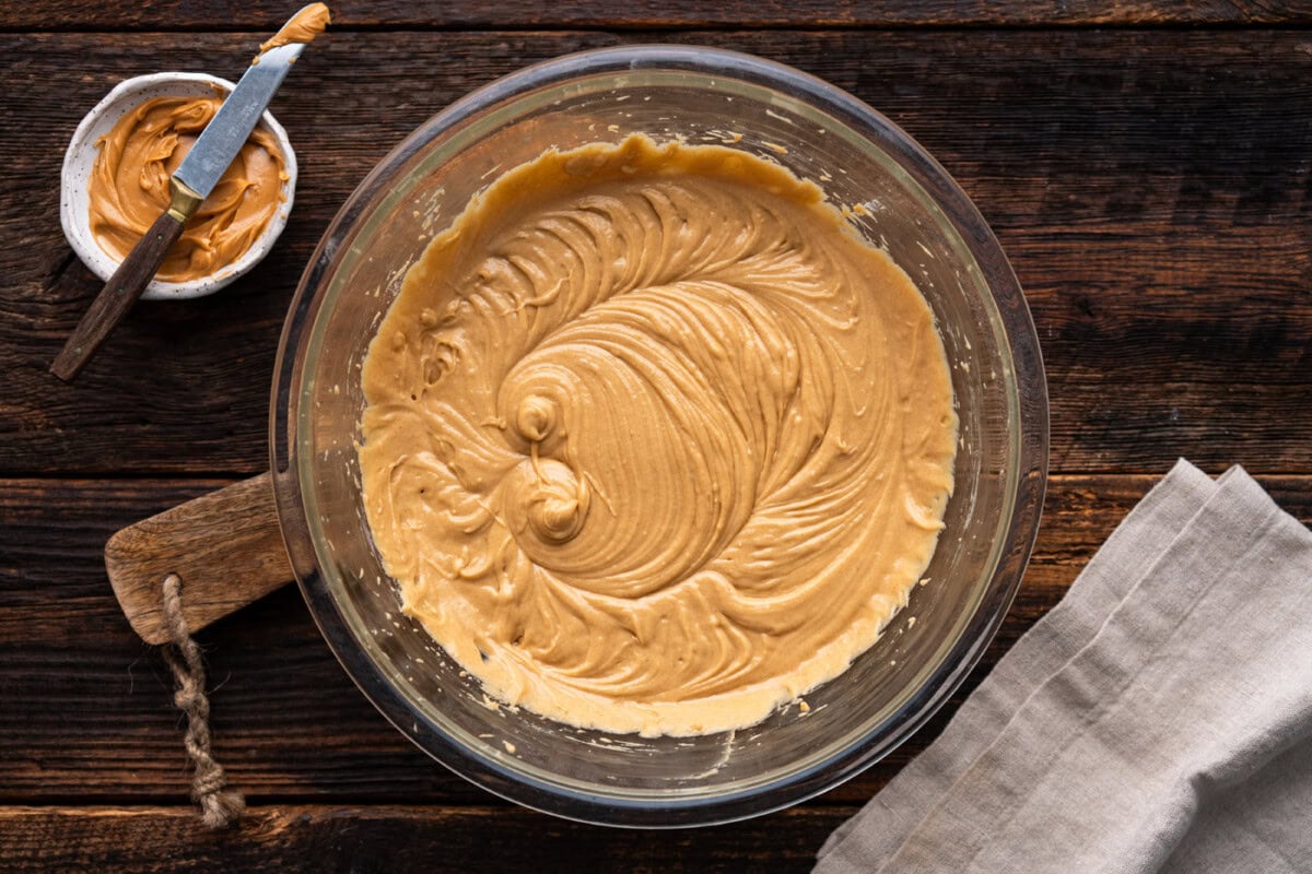 peanut butter batter in a bowl