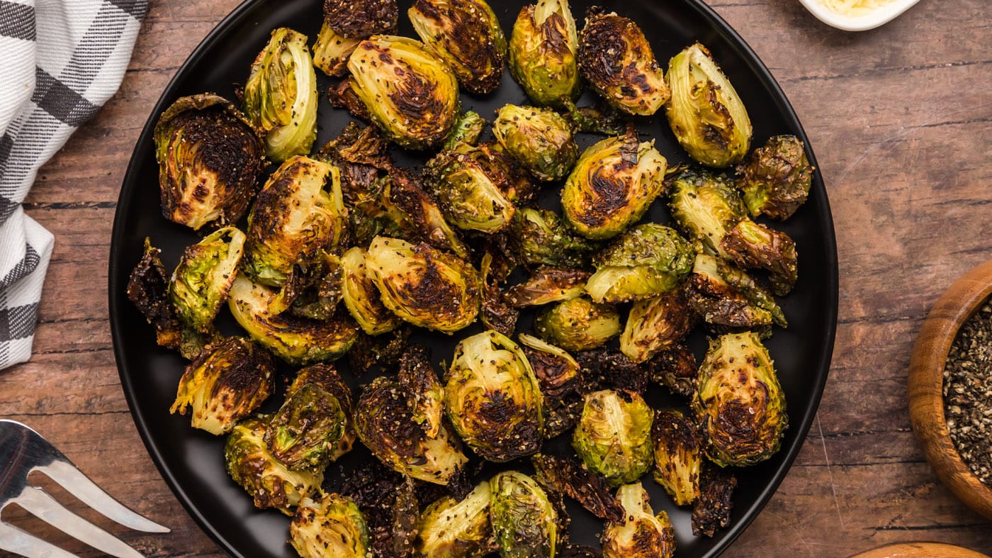 Roasted Brussels sprouts are quick and easy to prepare with a drizzle of olive oil and a dash of sal