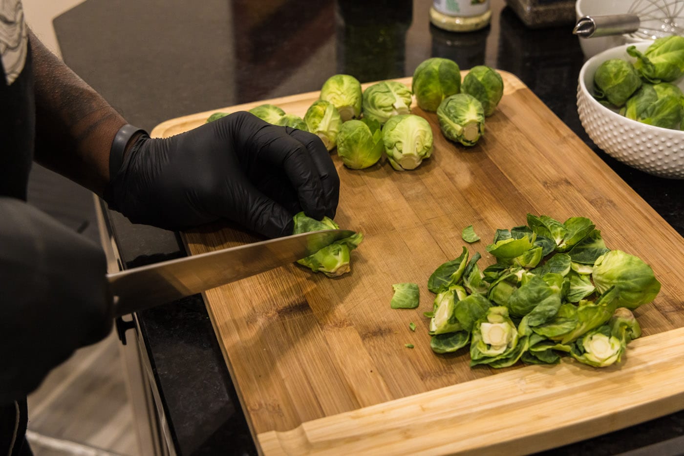 trimming brussels sprouts