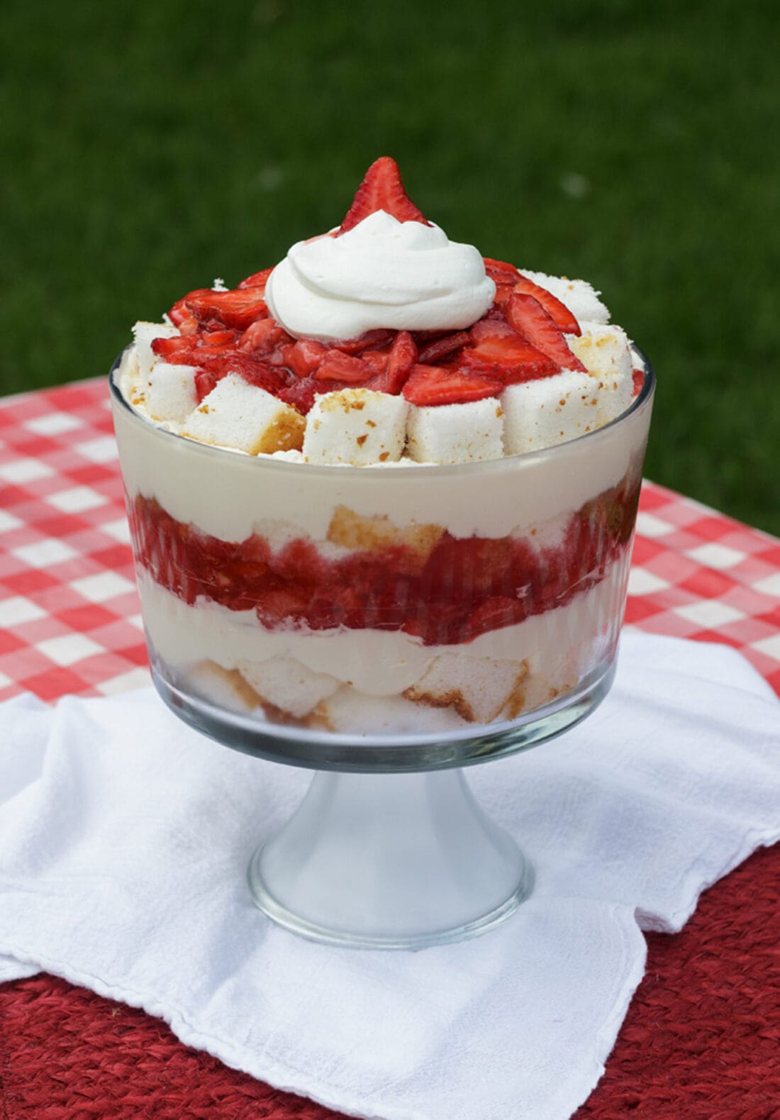 Strawberry Shortcake Trifle resting on a table