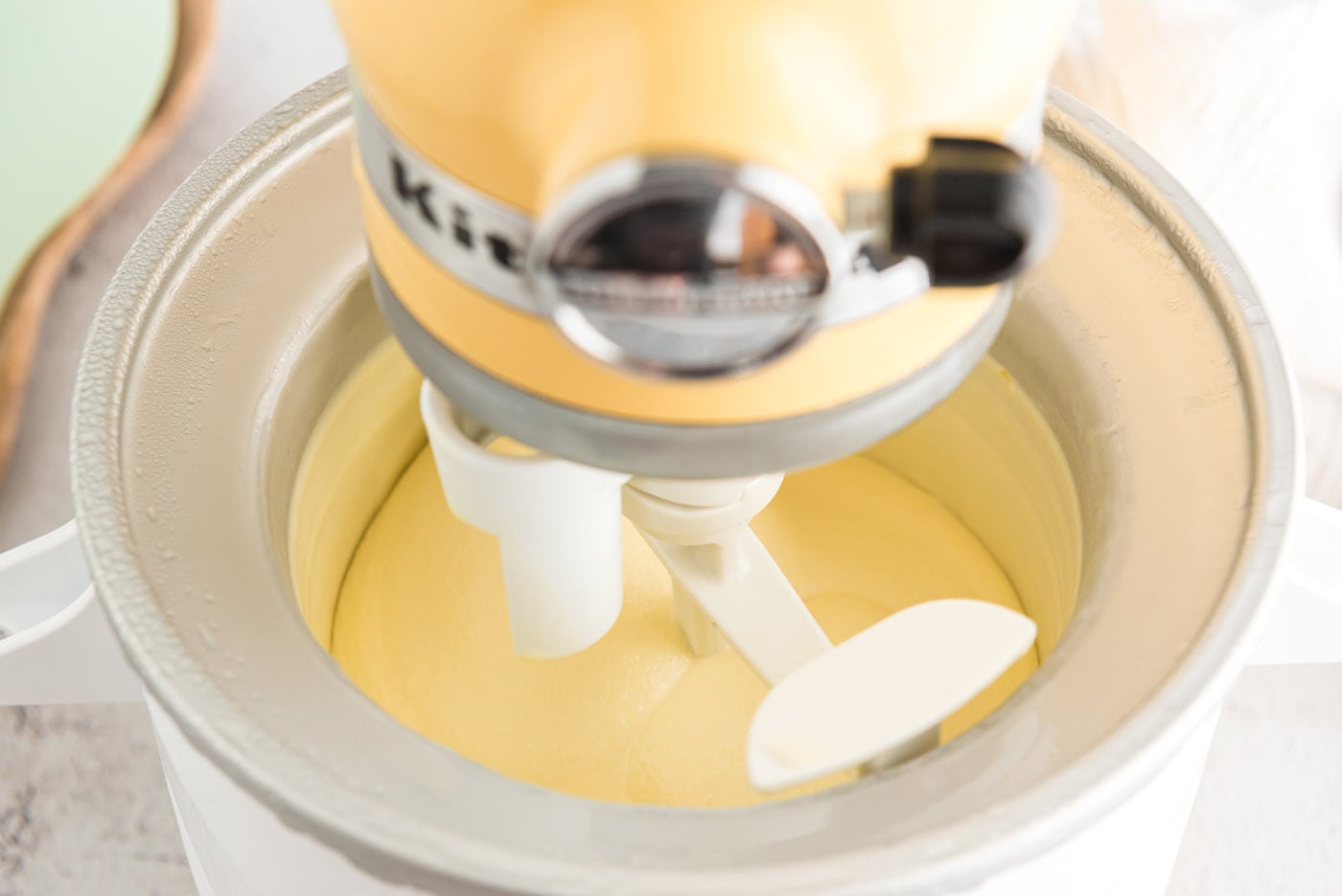 Ice cream being mixed in an ice cream maker