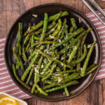 Air Fryer Green Beans on a black plate