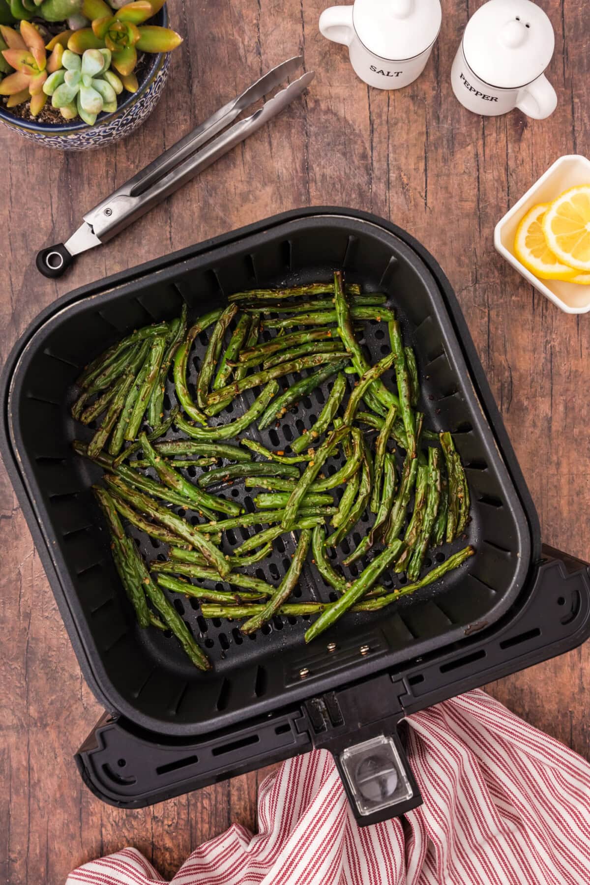Air Fryer Green Beans in an air fryer basket