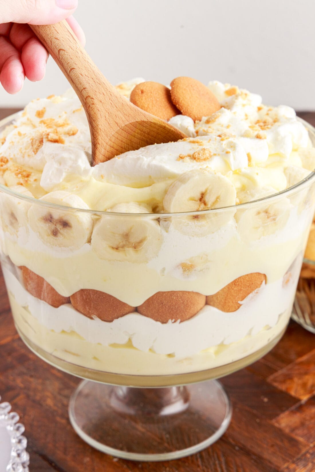 Serving spoon in a Banana Trifle