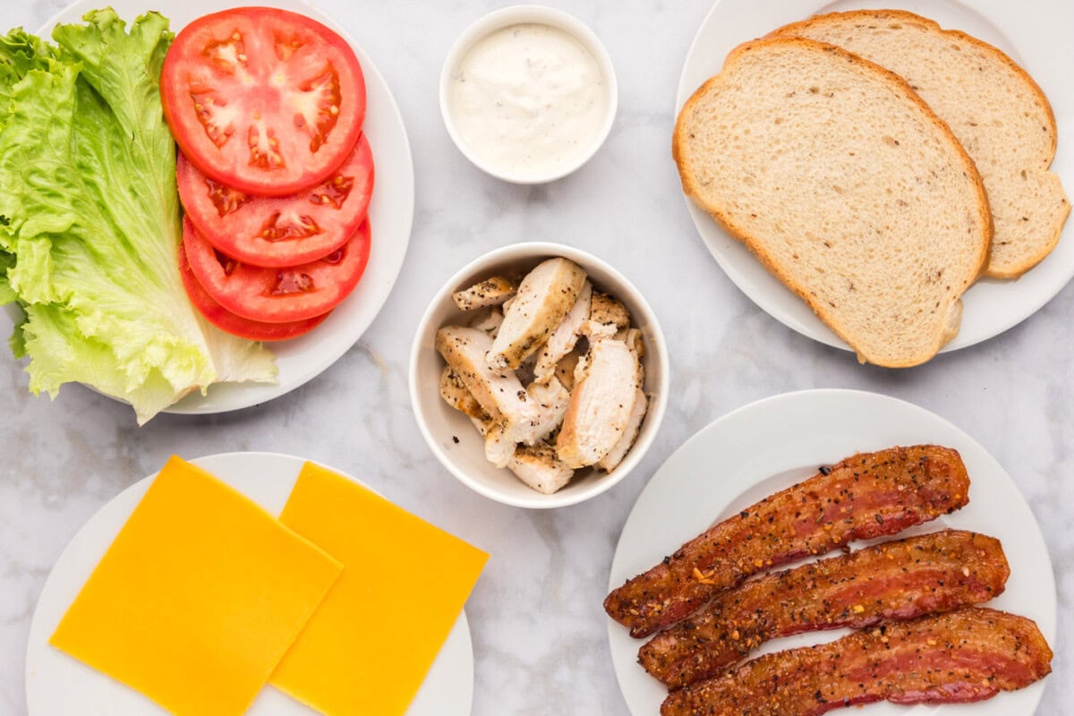 Ingredients for Chicken Bacon Ranch Sandwich