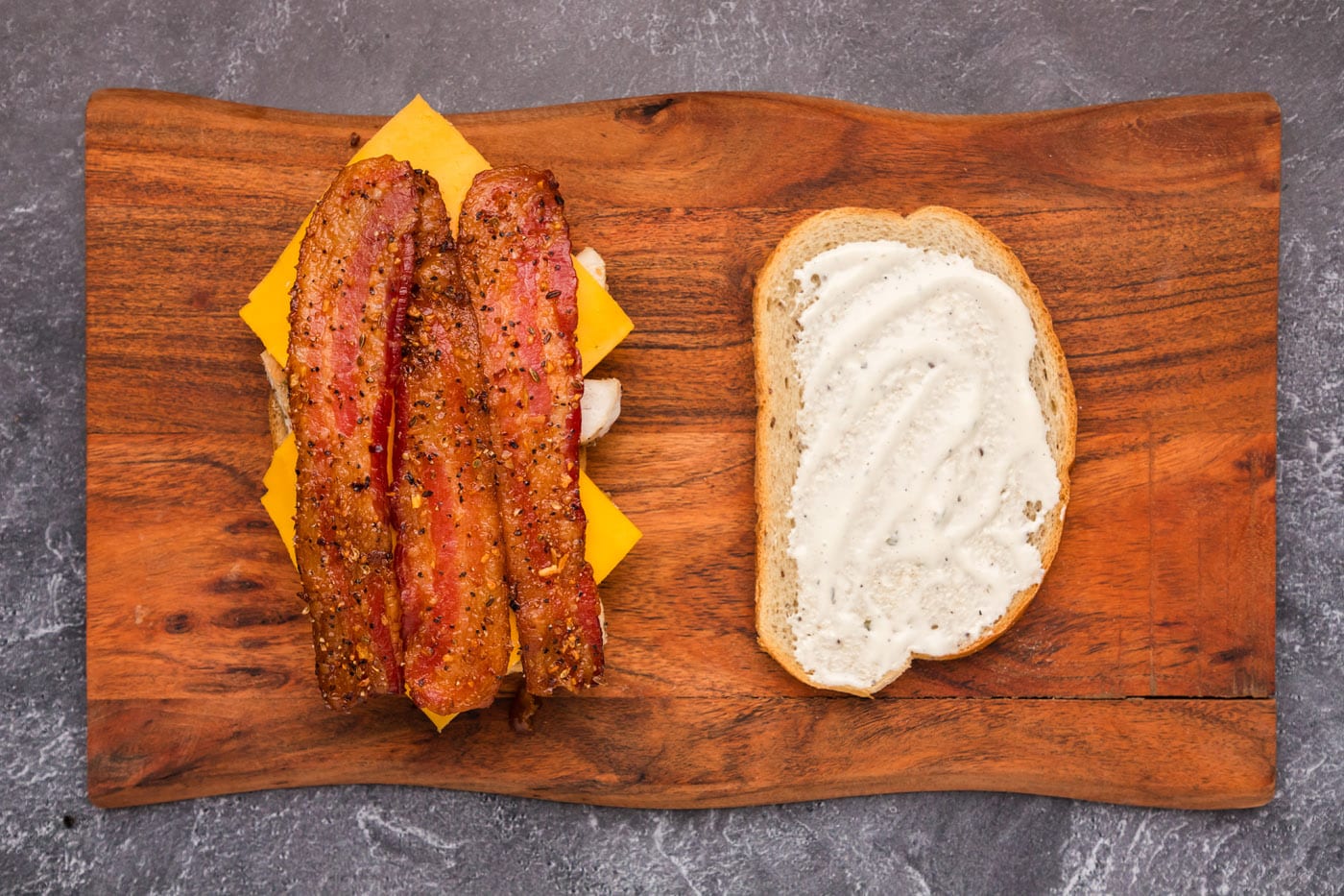 bacon added to chicken sandwich