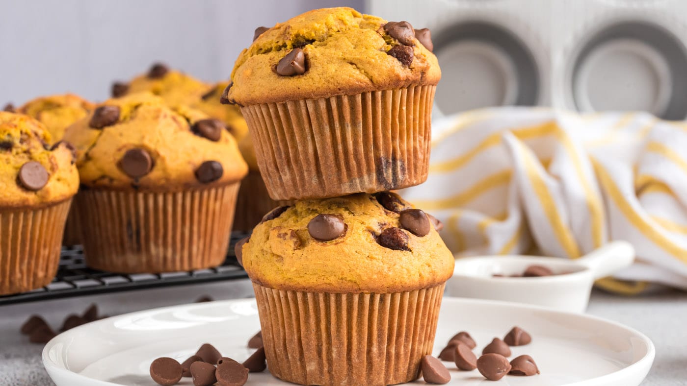 These chocolate chip pumpkin muffins are both tender and moist warmed up with all the classic fall s