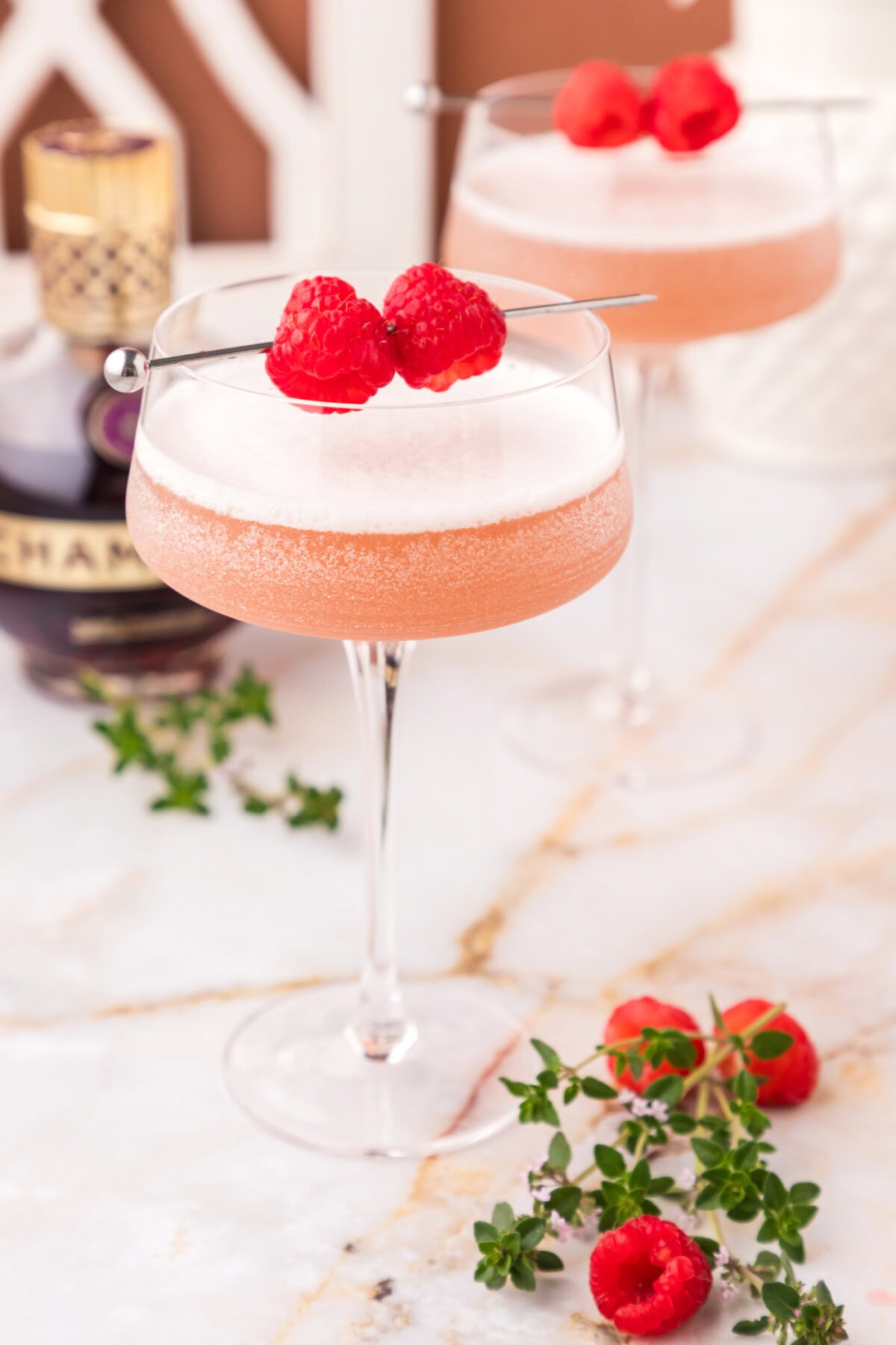 Close up photo of two French Martinis