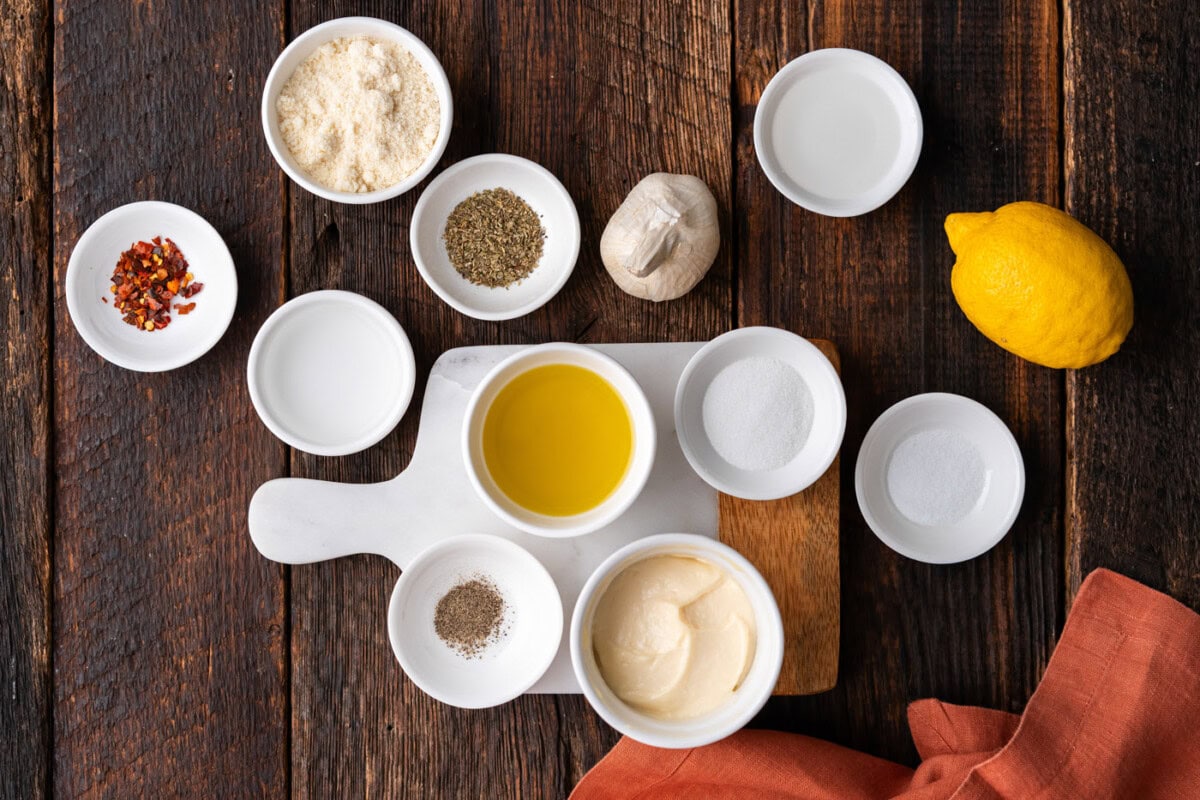 Ingredients for Garlic Parmesan Wing Sauce