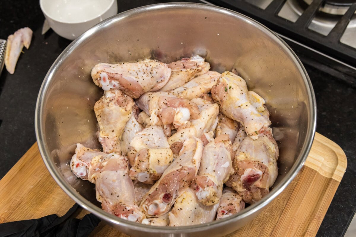 seasoned chicken wings in a bowl
