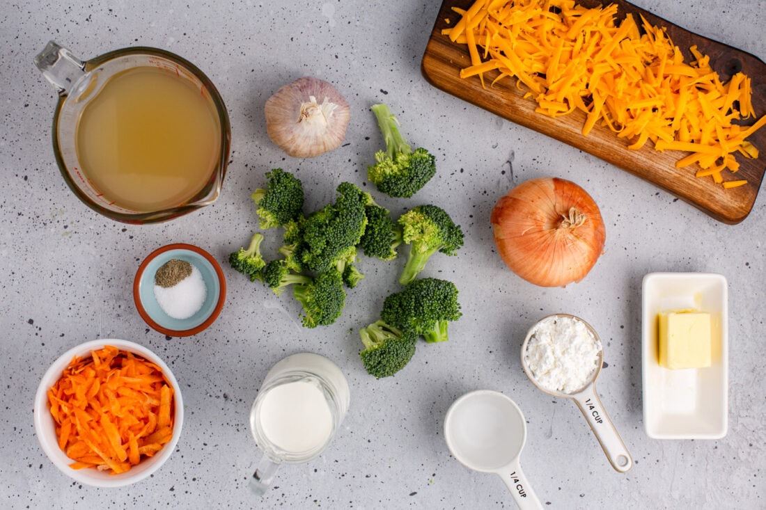 Ingredients for Instant Pot Broccoli Cheddar Soup