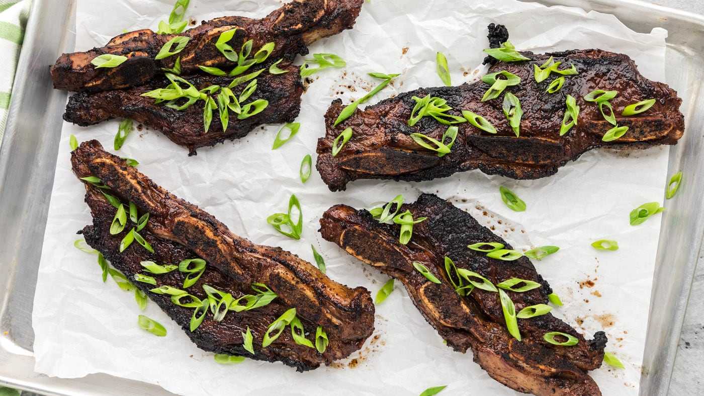 Korean short ribs (kalbi/galbi) highlights the tender, juicy nature of barbecue beef short ribs and 