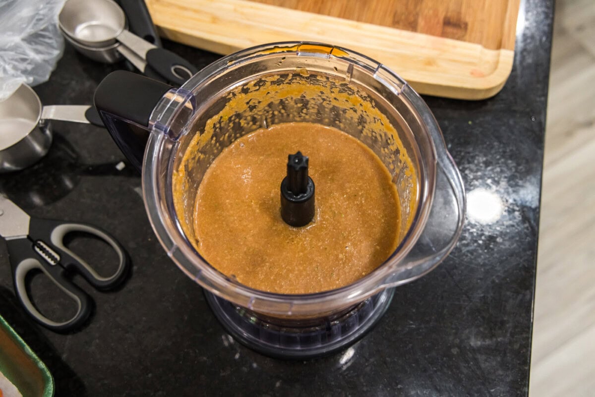 Korean marinade blitzed in a food processor