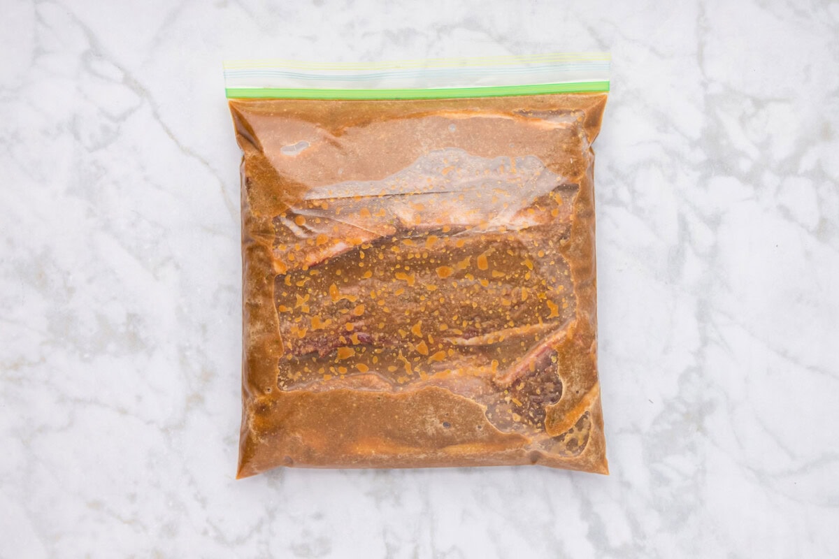 Marinating short ribs in Korean marinade