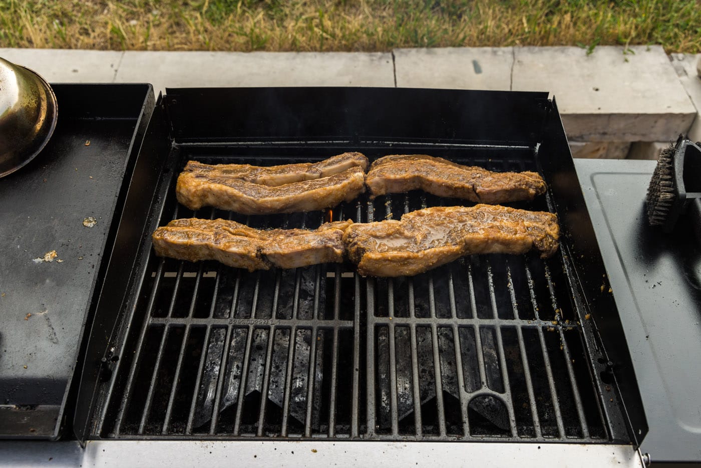 Korean barbecue short ribs on the grill