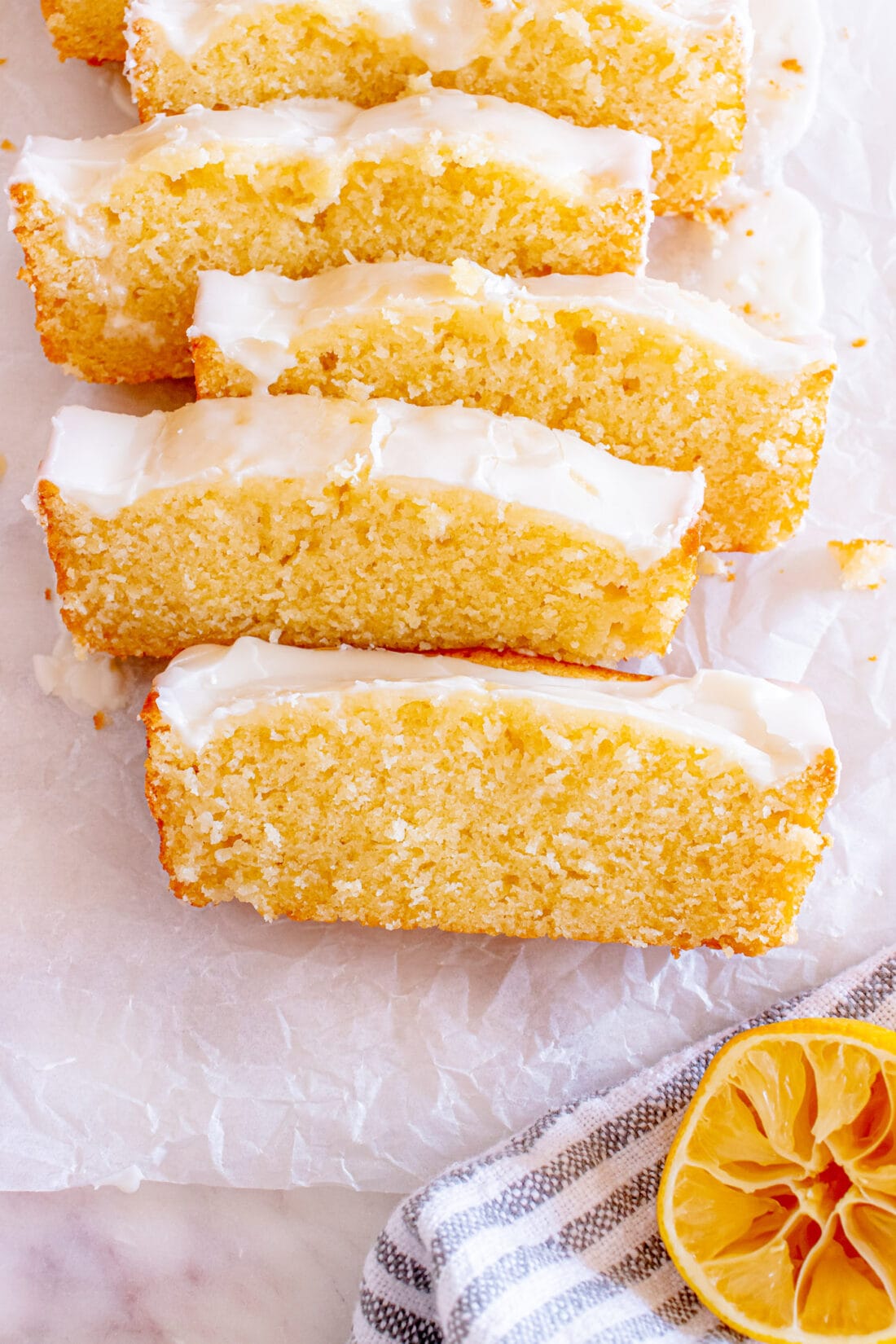 Close up photo of slices of Lemon Pound Cake