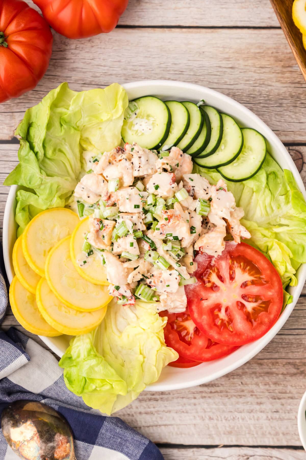 Lobster Salad in a bowl with vegetables 