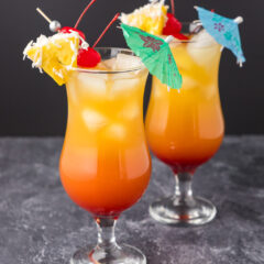 Close up photo of two Malibu Sunset drinks
