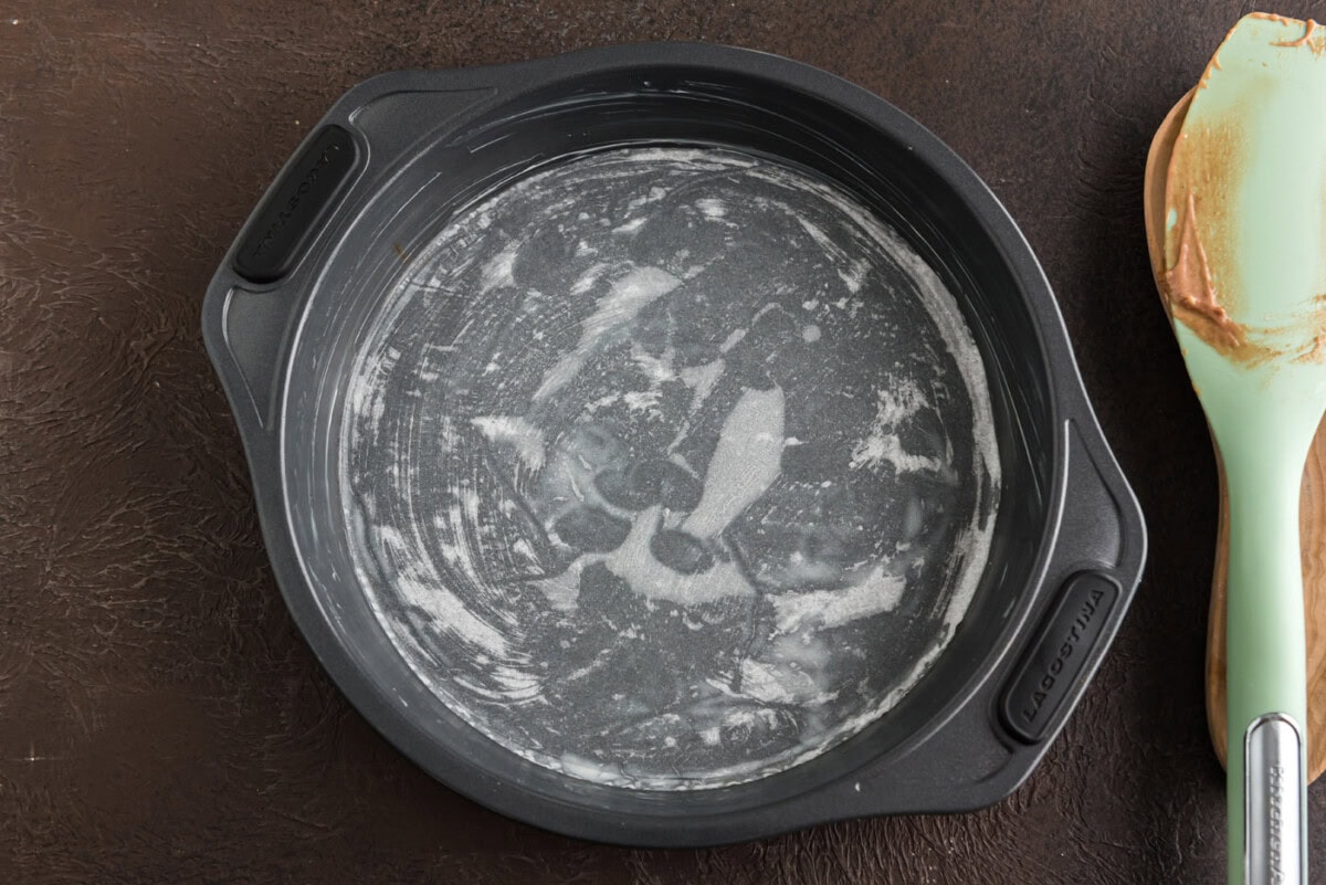 greased cake pan