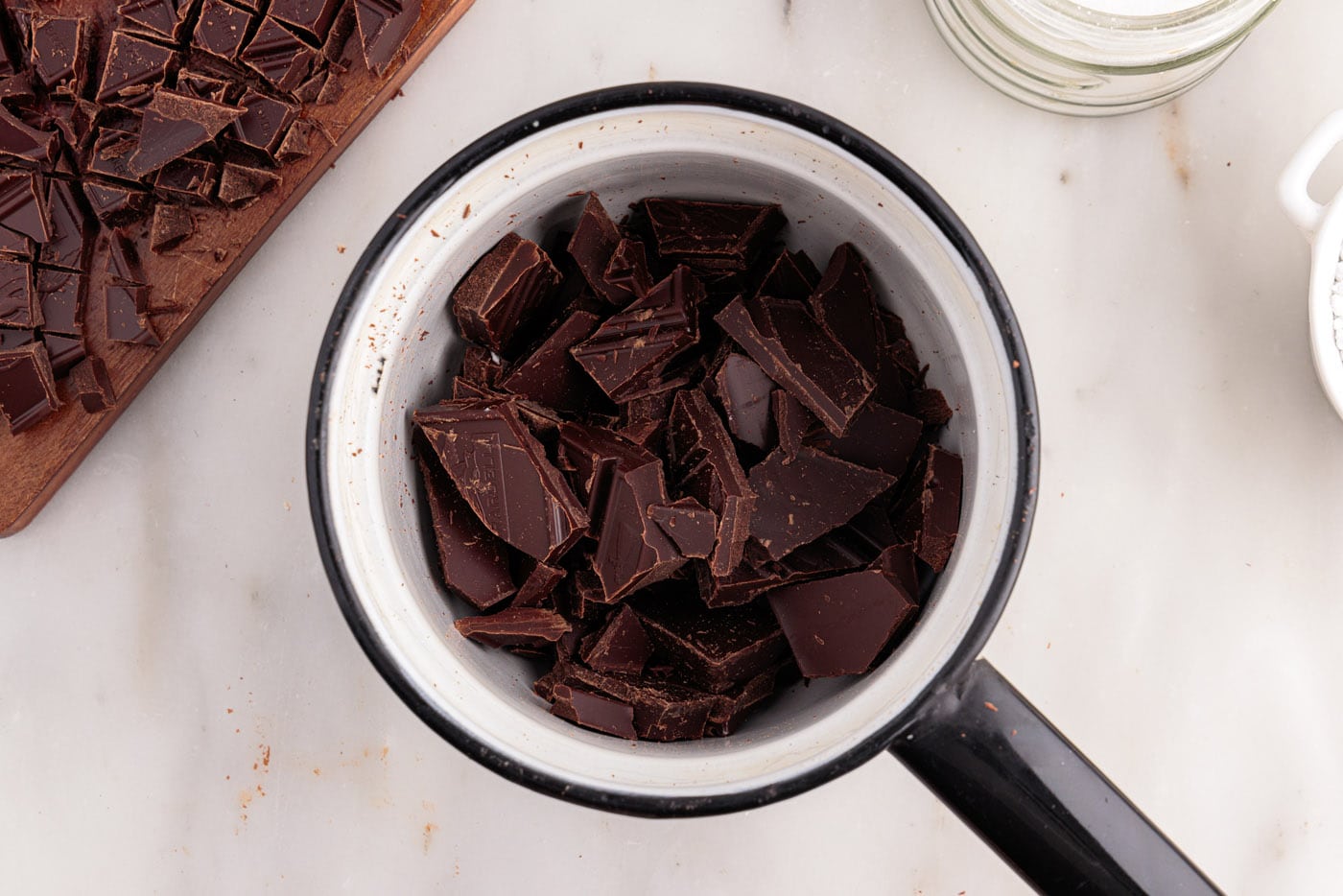 chopped chocolate in a double boiler