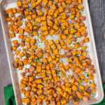Roasted Sweet Potatoes on a baking sheet
