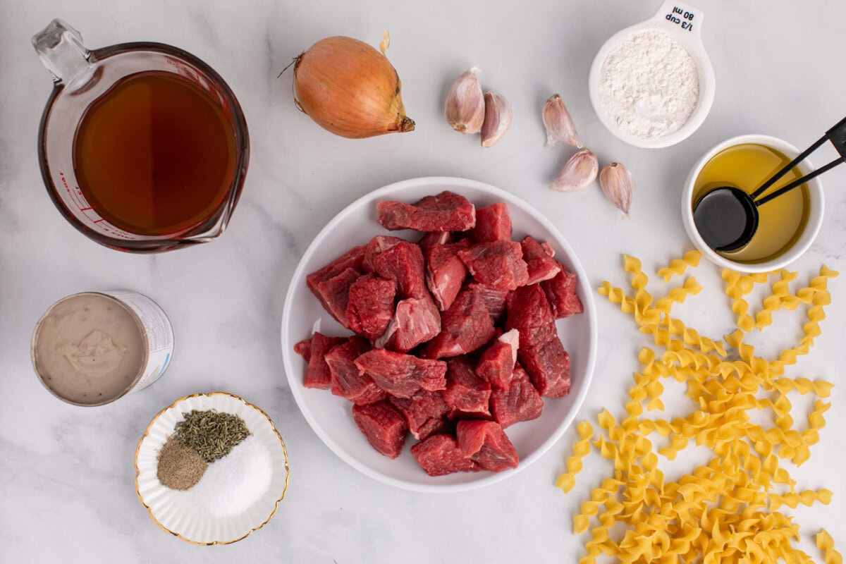 Ingredients for Beef and Noodles