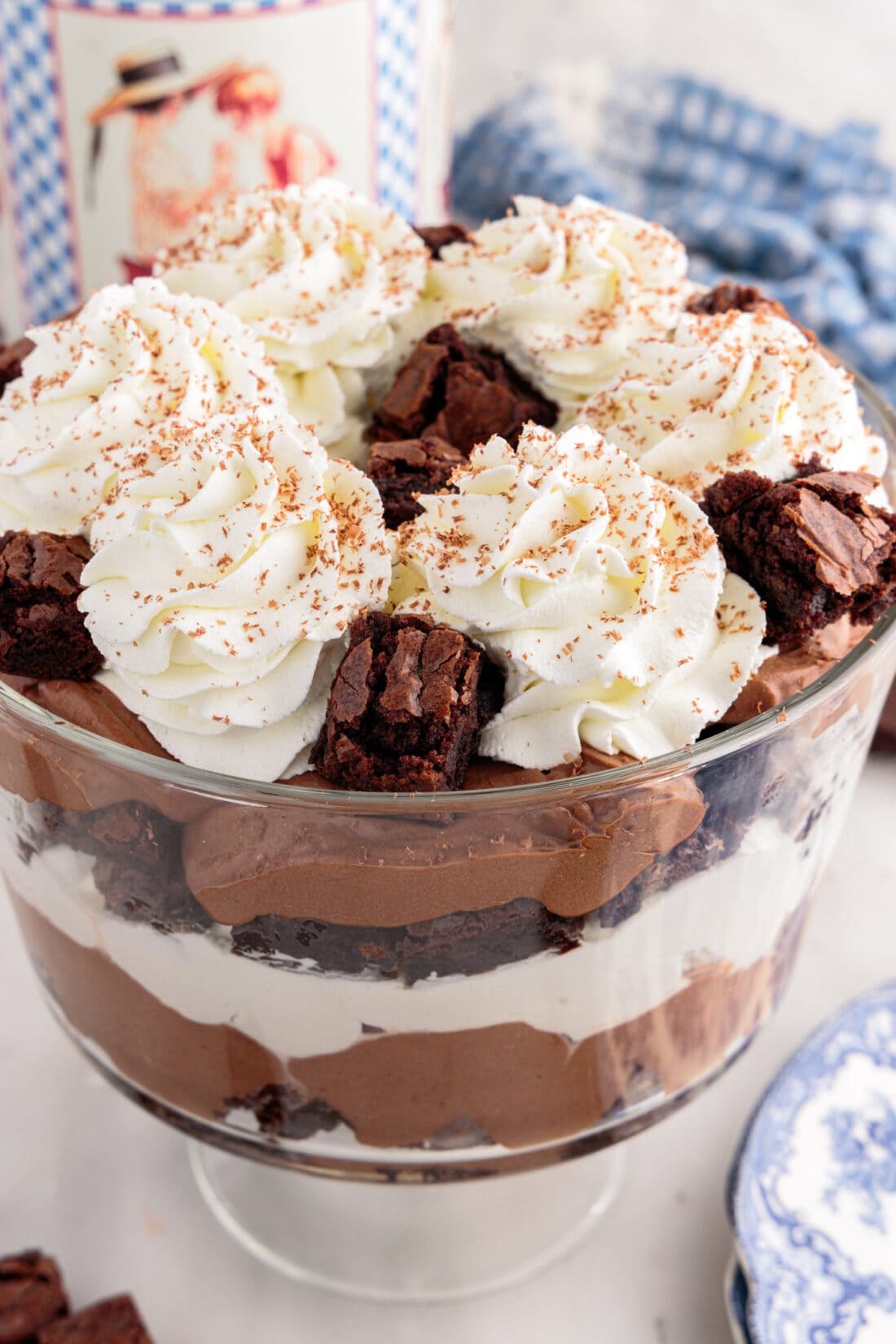 Close up photo of a Brownie Trifle