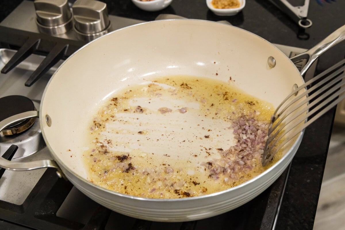 sauteeing minced shallots