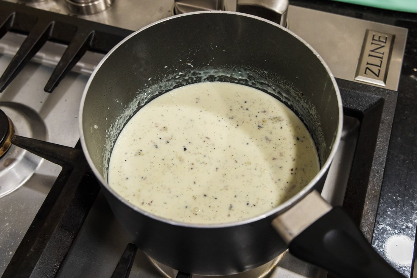 custard filling in a saucepan