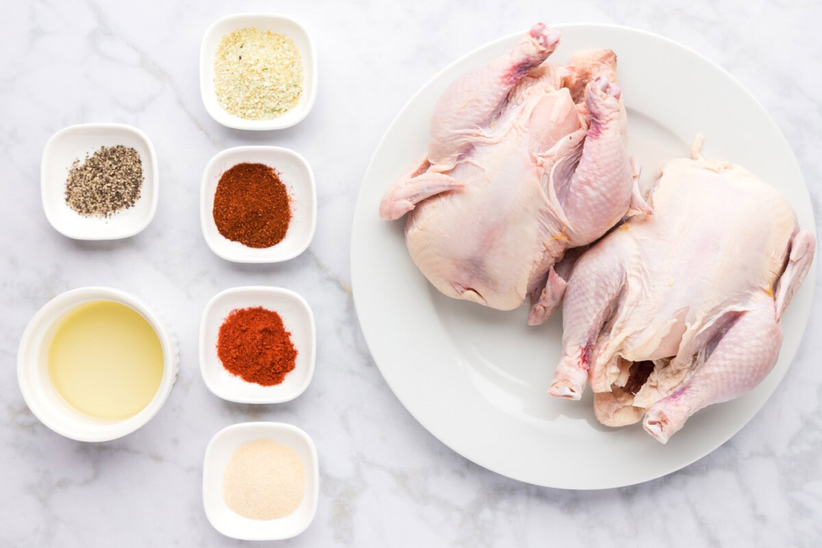 Ingredients for Deep Fried Cornish Hens