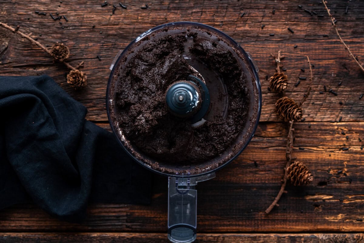 oreo truffle mixture in food processor
