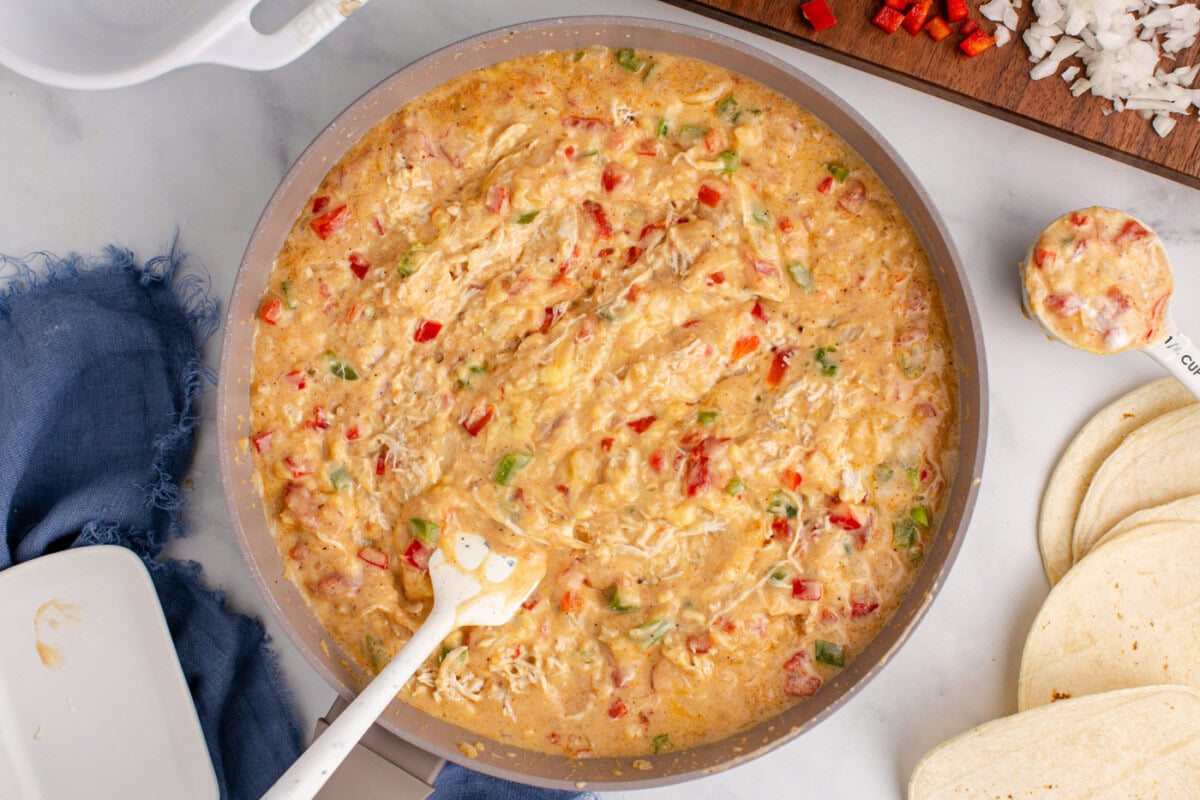 king ranch casserole ingredients in a skillet