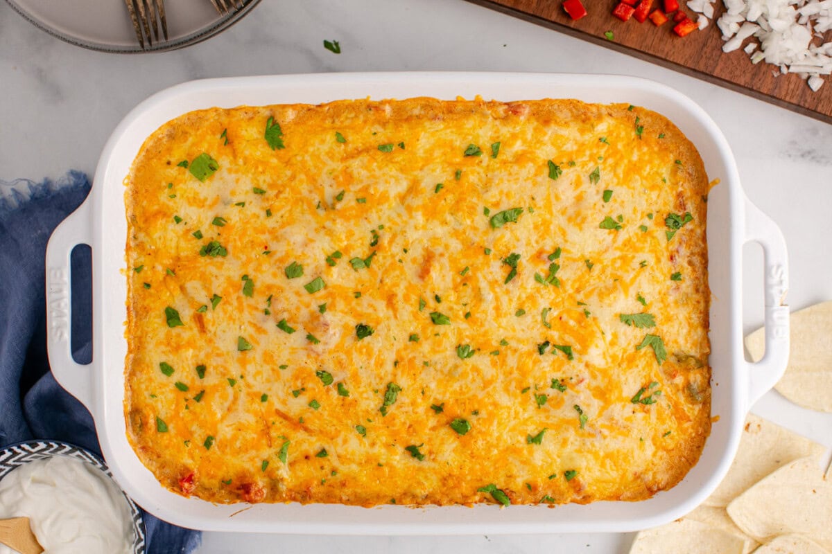 baked king ranch chicken casserole overhead