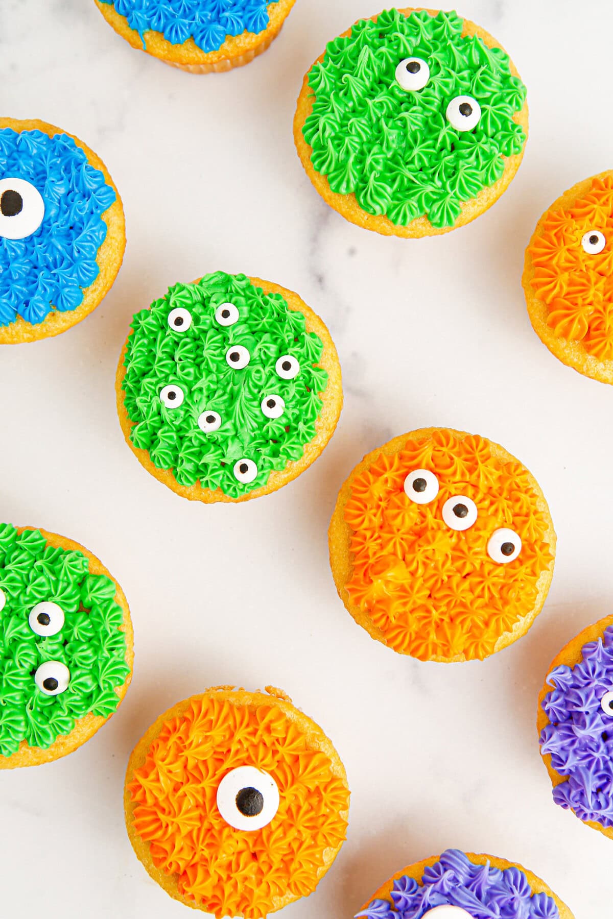 Overhead photo of Monster Cupcakes