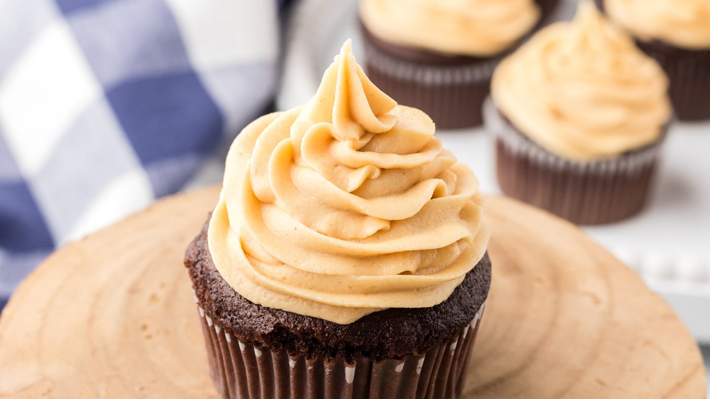 This fluffy peanut butter frosting is certainly swoon-worthy, so much so that you can eat it by the 