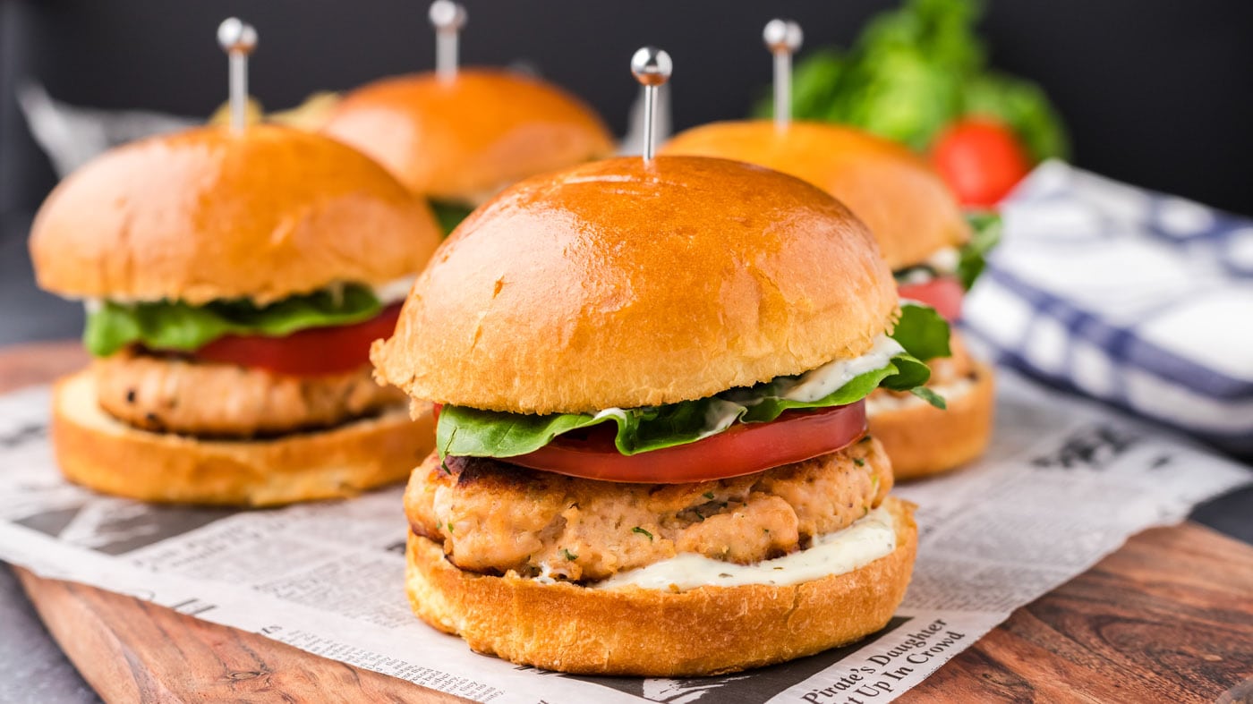A thick and juicy burger, packed with protein and not fat? Sold. These salmon burgers are not only c
