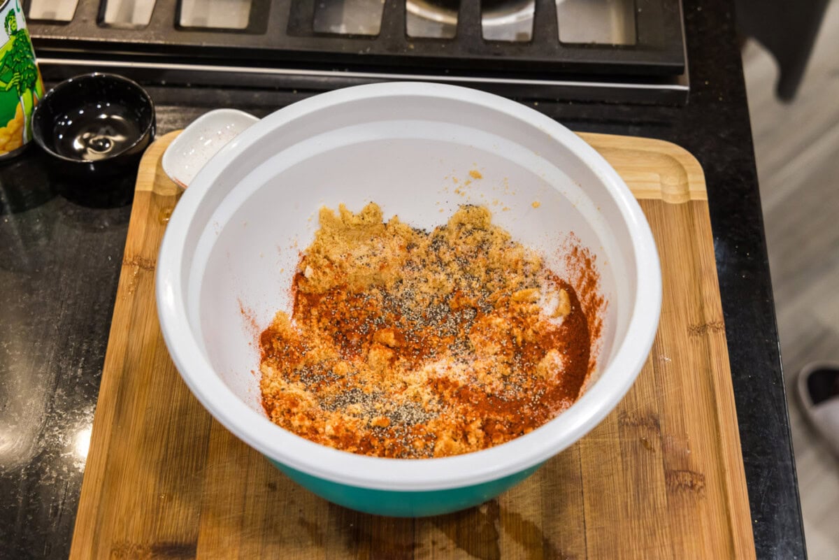 paprika, salt, and pepper added to crushed ritz crackers